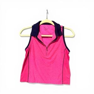 Peter Millar Pink and Navy Women's Sleeveless Polo Top Size S